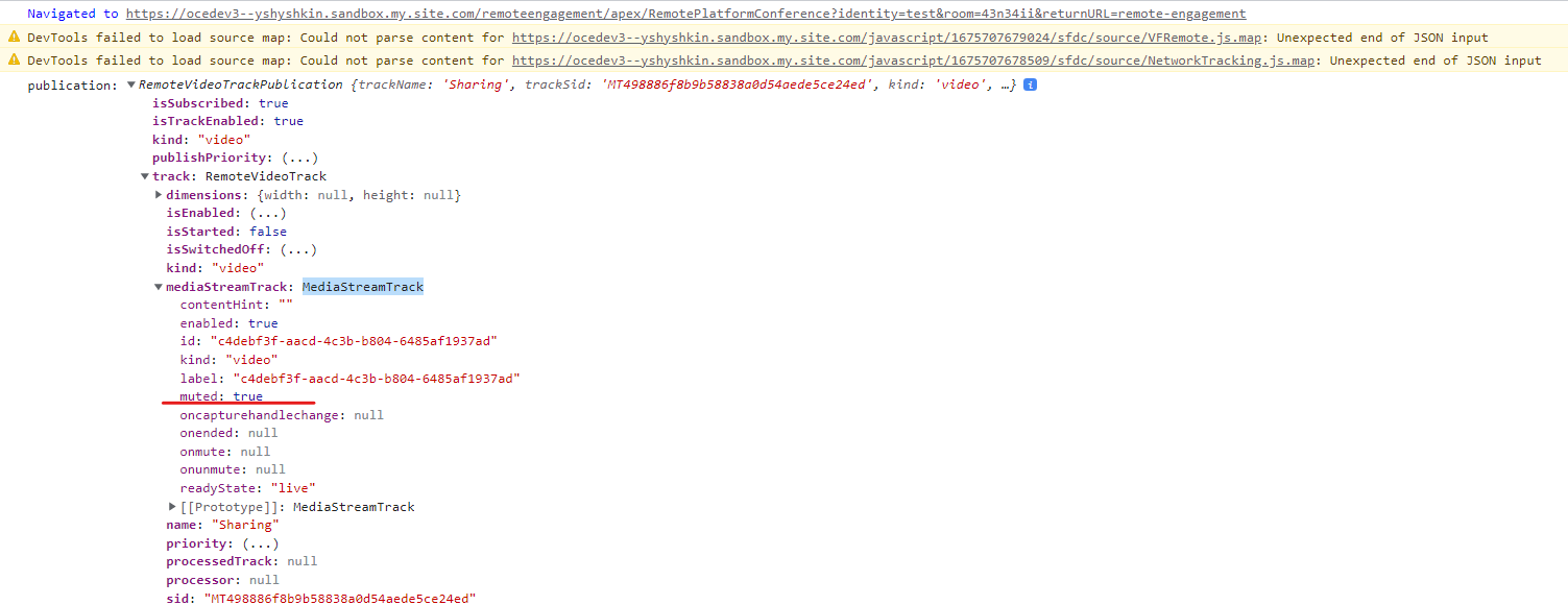 The mediaStreamTrack.muted value is always false in remote video track