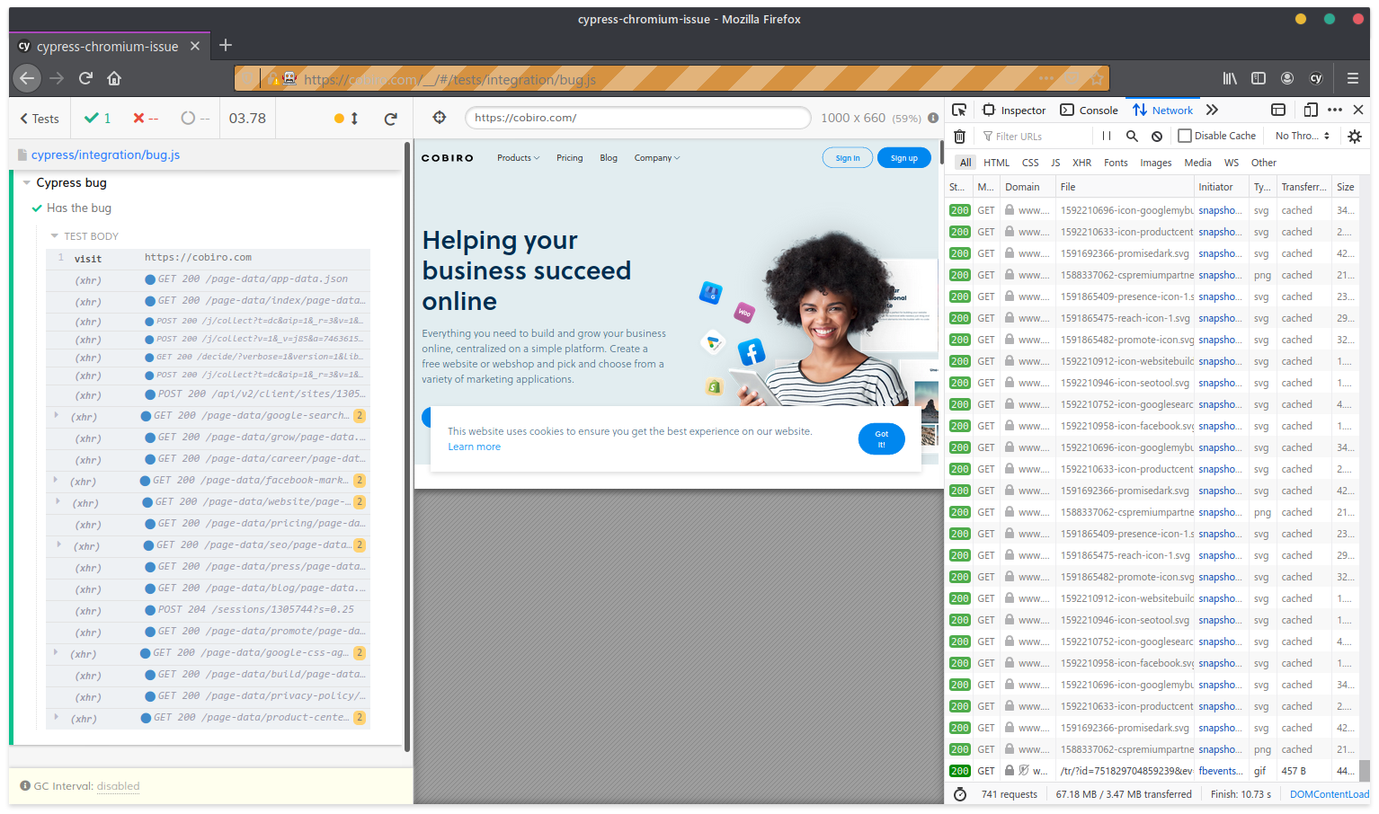 Bunch of canceled requests and performance affected in new Cypress