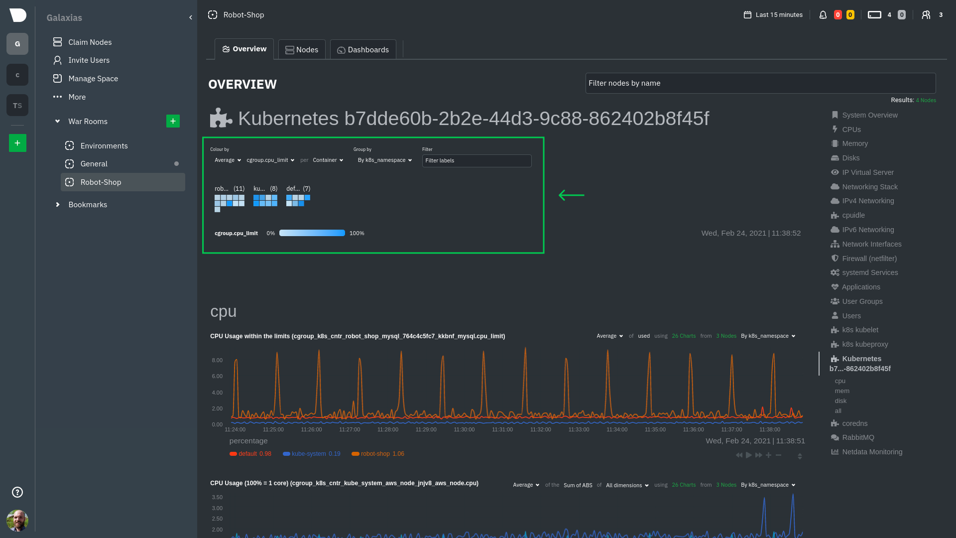 The Kubernetes health map in Netdata
Cloud