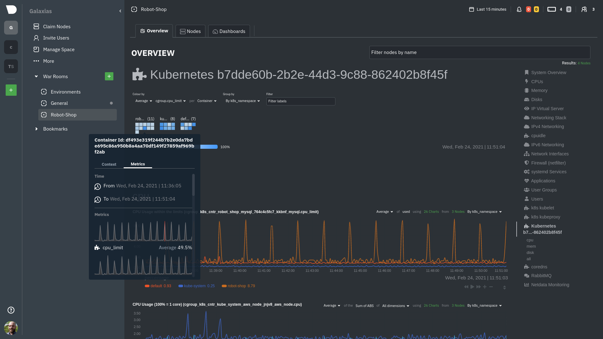 Viewing real-time container
metrics