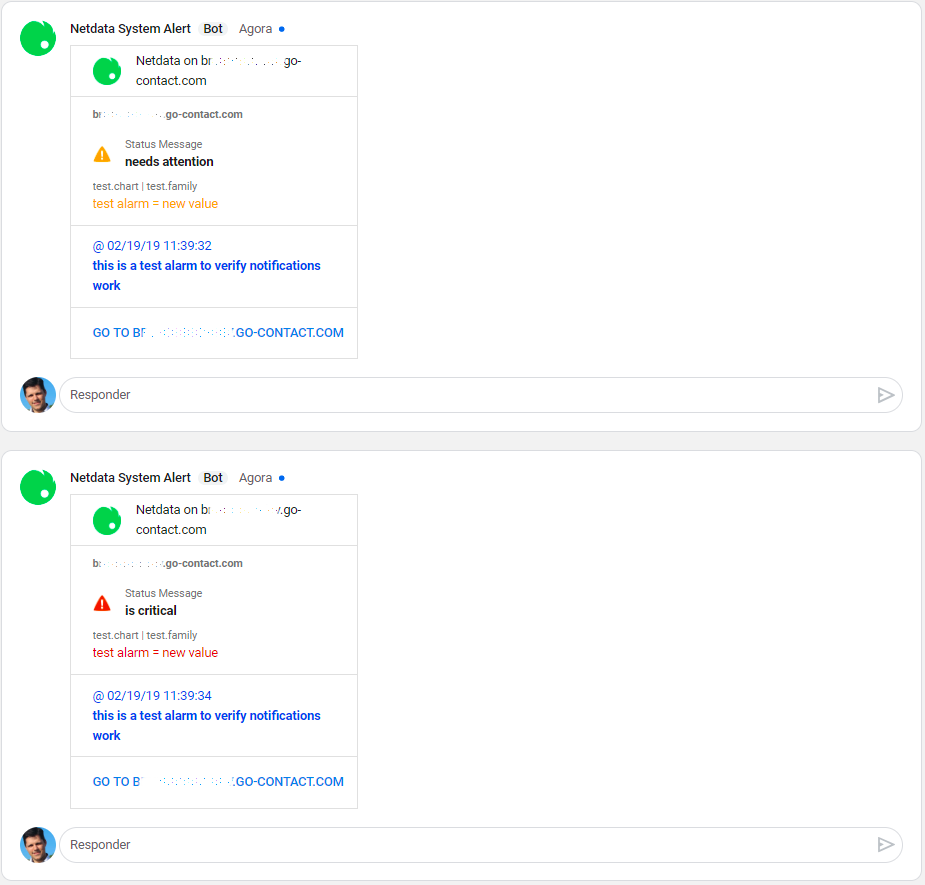 Netdata on Hangouts