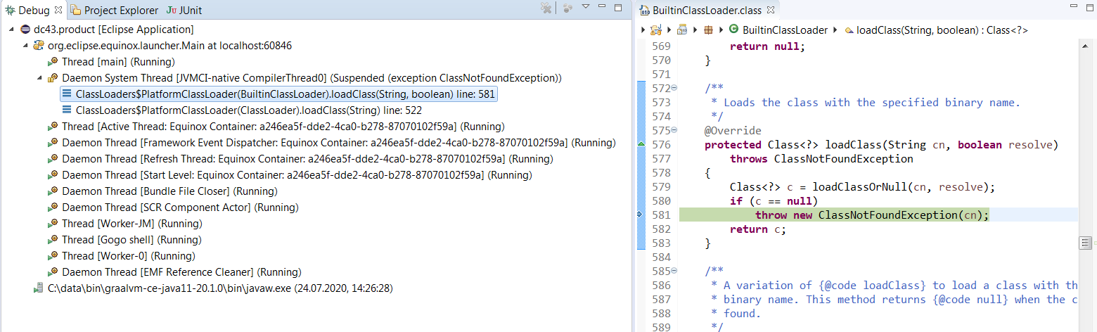 GraalVm-jdk internal loader BuiltinClassLoader - Eclip