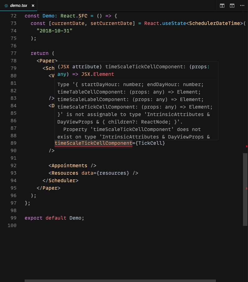 Missing Typescript type which disable's users to adjust the time cell ...