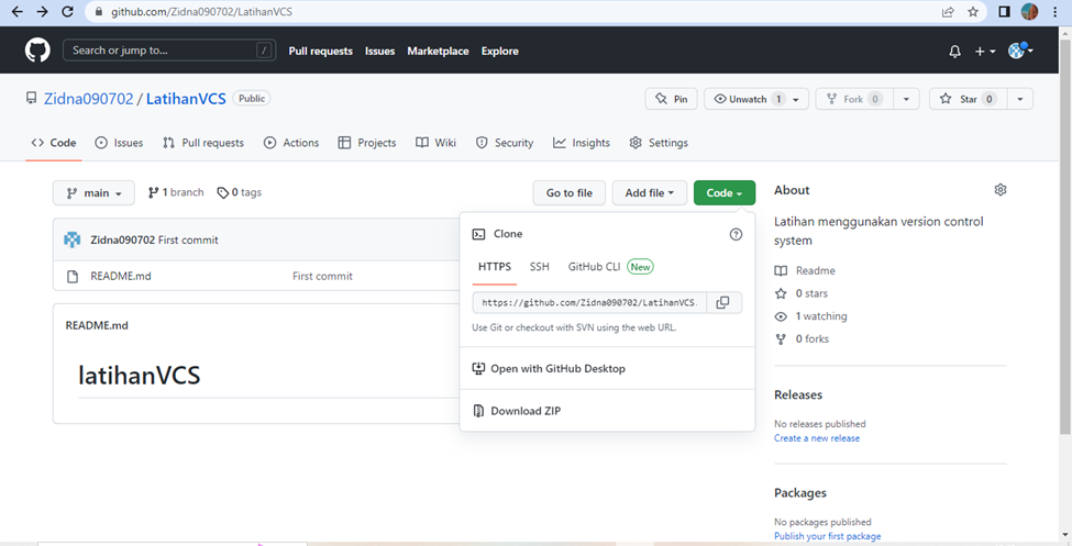 GitHub - Zidna090702/LatihanVCS: Latihan menggunakan version control system