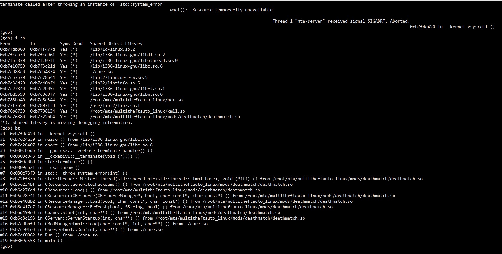 Linux server 1.5.6 32 bit crash .. r16256 onward · Issue 812