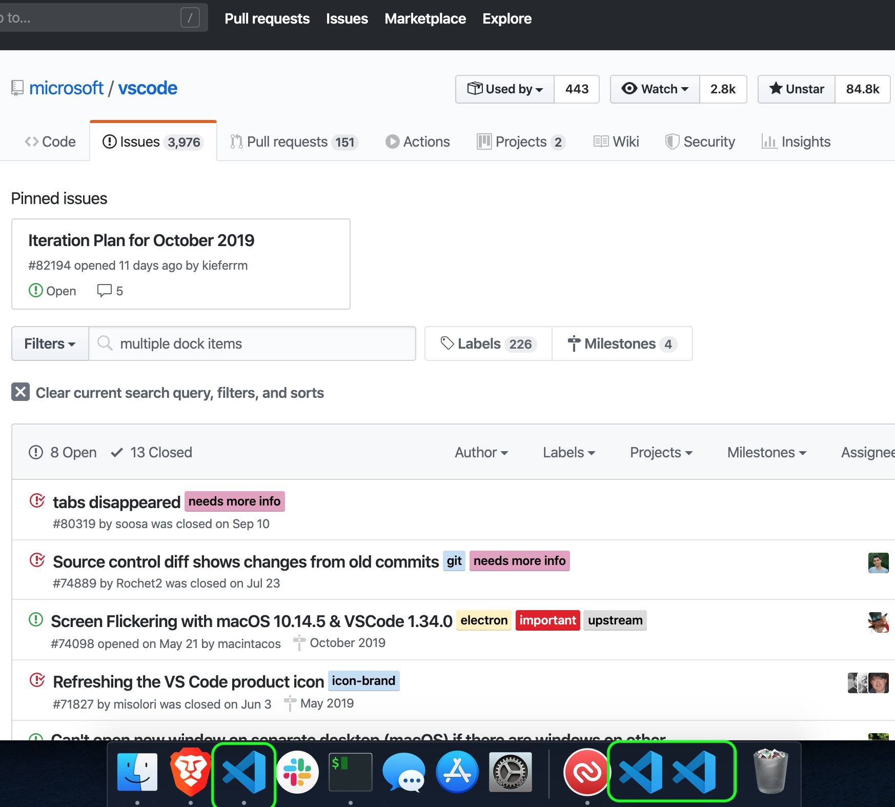 multiple redundant dock items · Issue #82949 · microsoft/vscode · GitHub