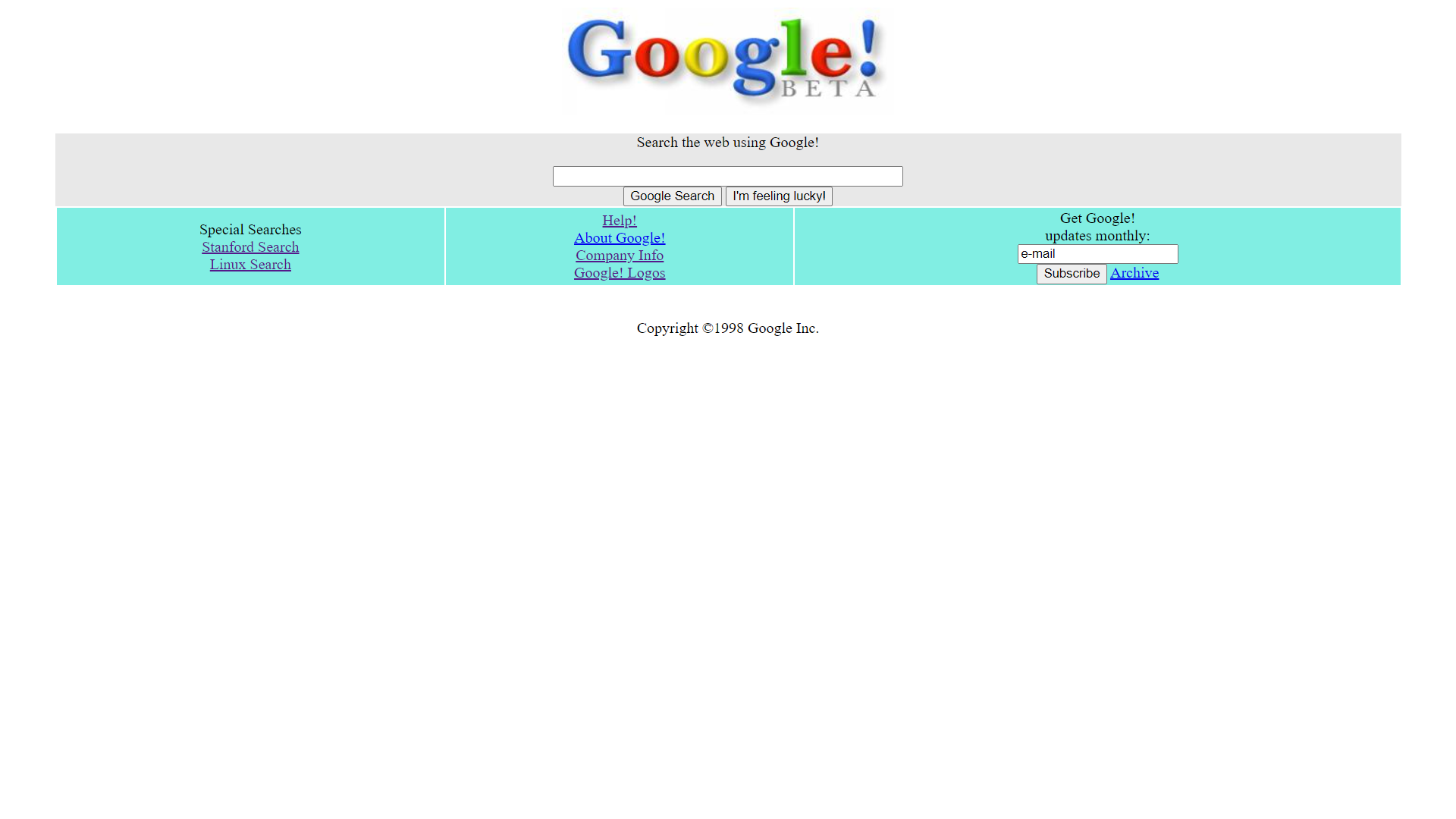 GitHub - aysegulenayozen/Google1998: HTML and CSS files of the first ...