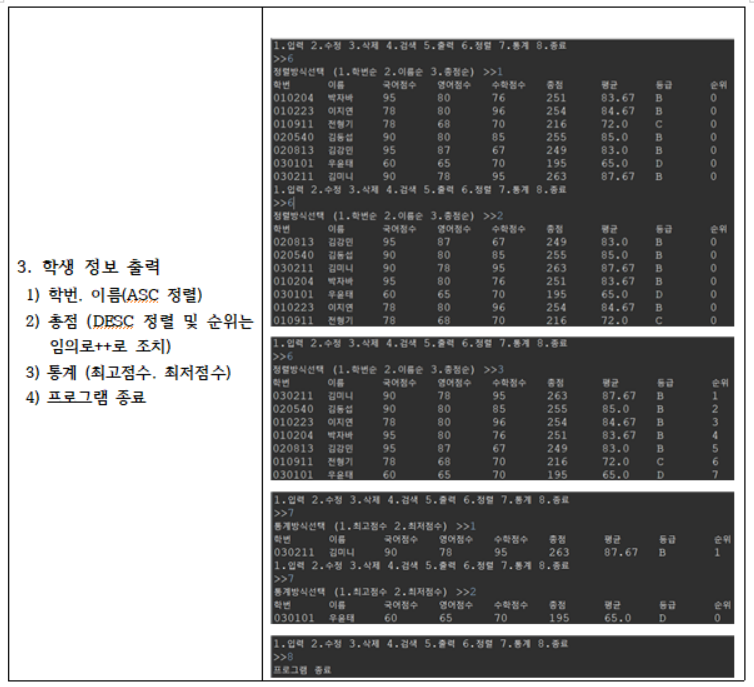학생정렬통계
