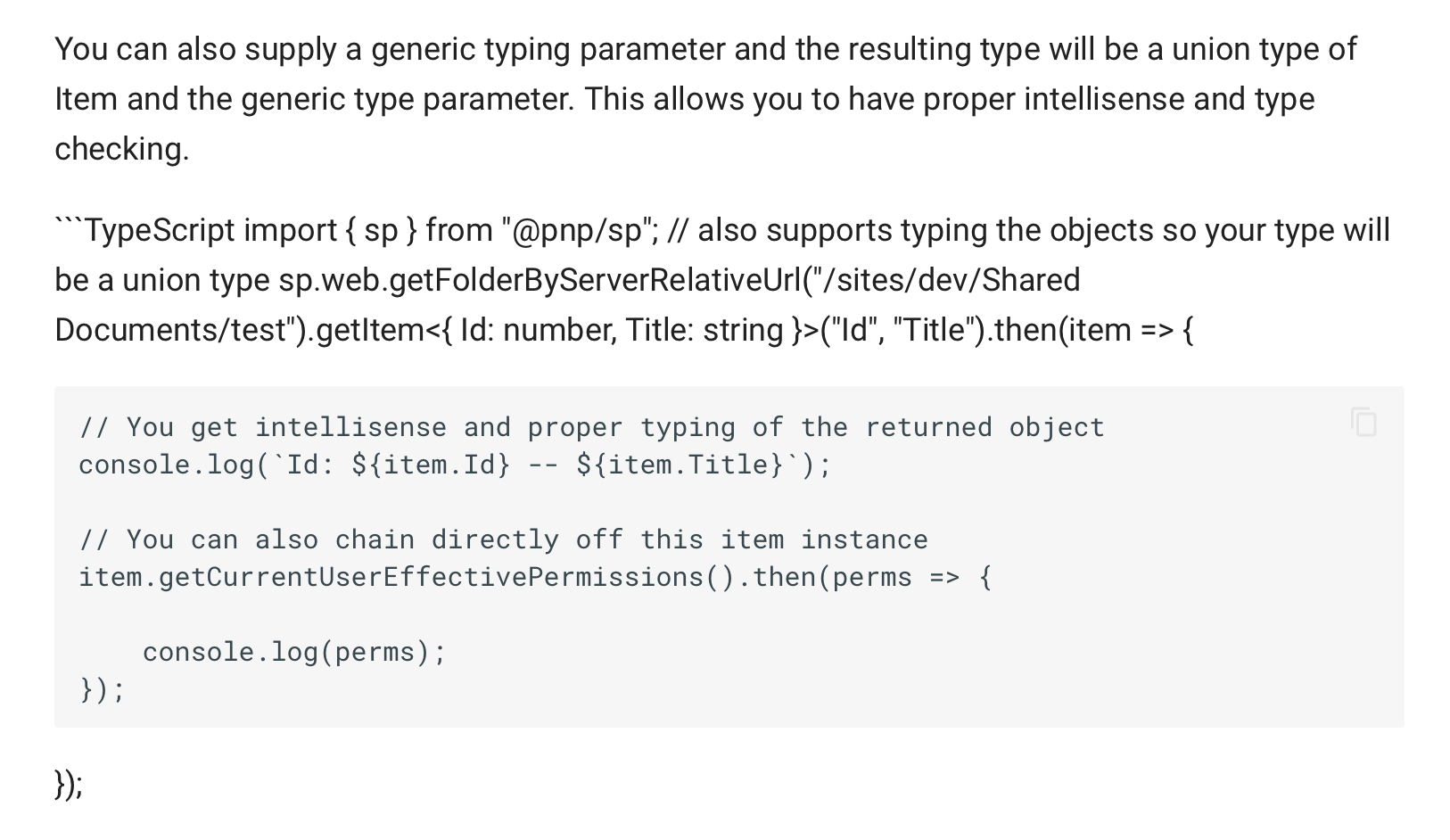 Docs: Broken sample for getItem · Issue #874 · pnp/pnpjs · GitHub