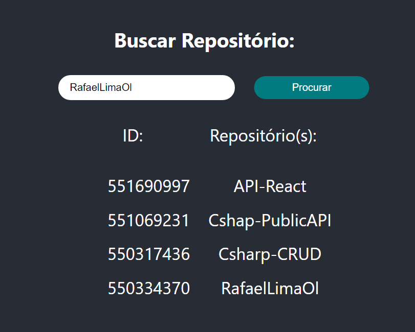 GitHub - RafaelLimaOl/API-React: Uma aplicação com React Utilizando a ...