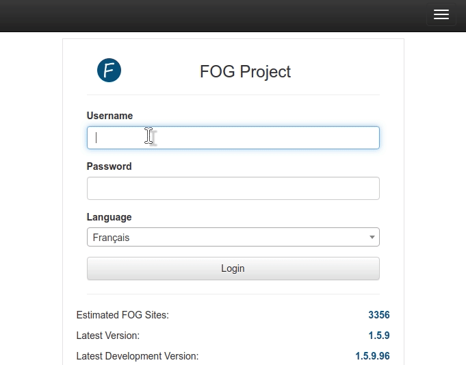 [devbranch] Login page still in English · Issue 432 · FOGProject