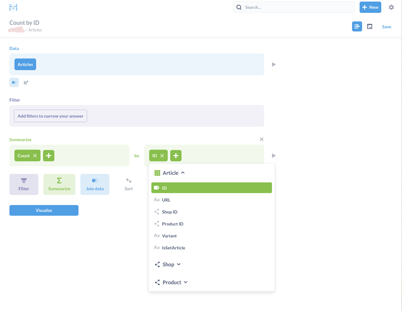 Question based on saved question field picker for join condition