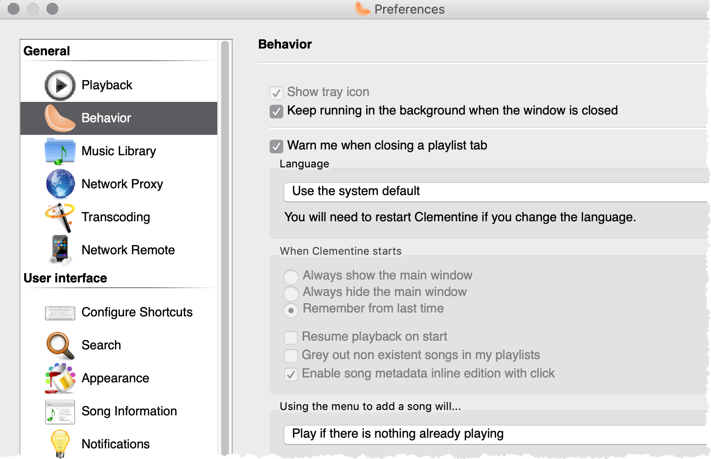 clementine music player wont work on mac mojave