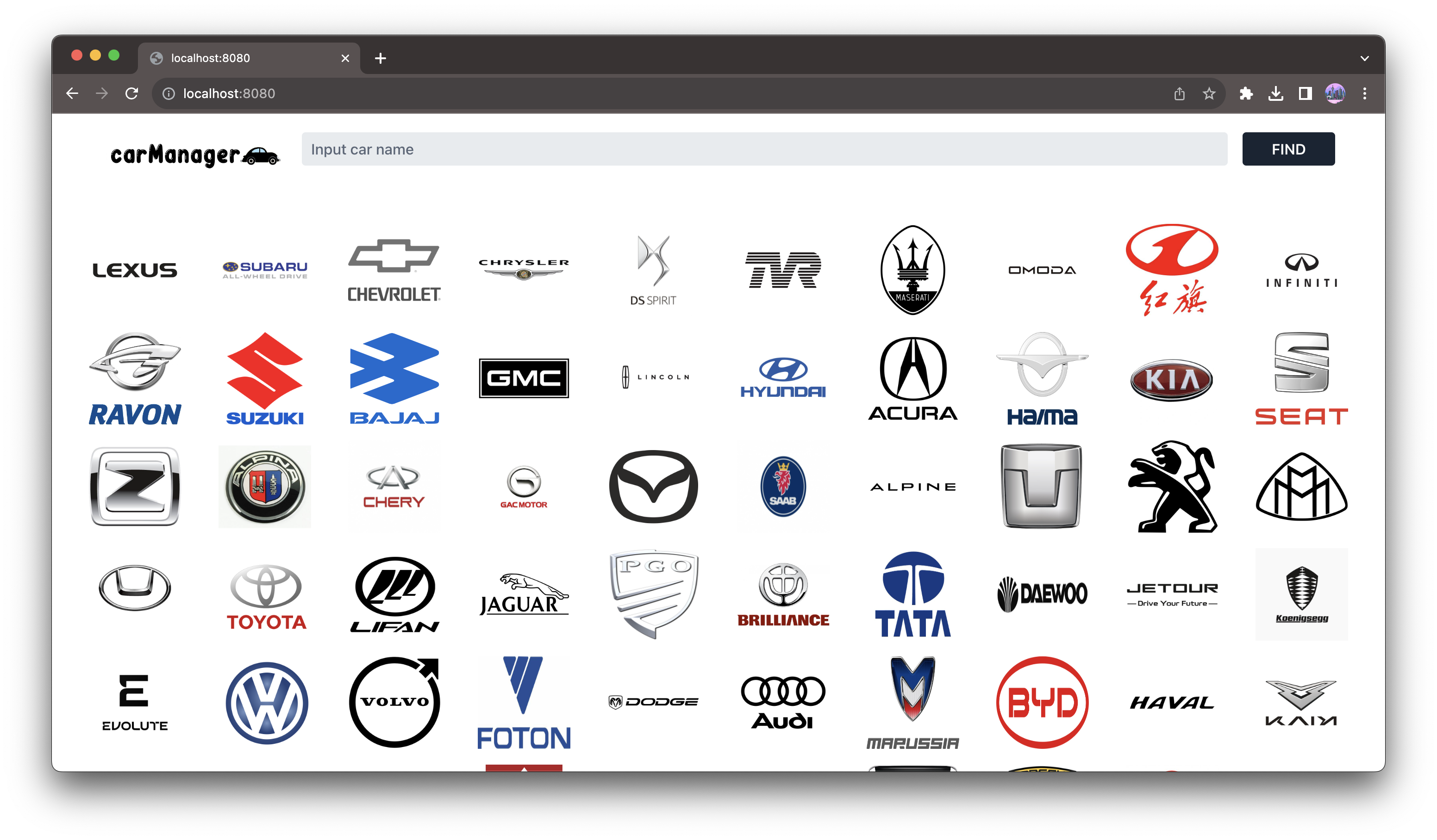 GitHub timzy171/CarManager website for searching cars