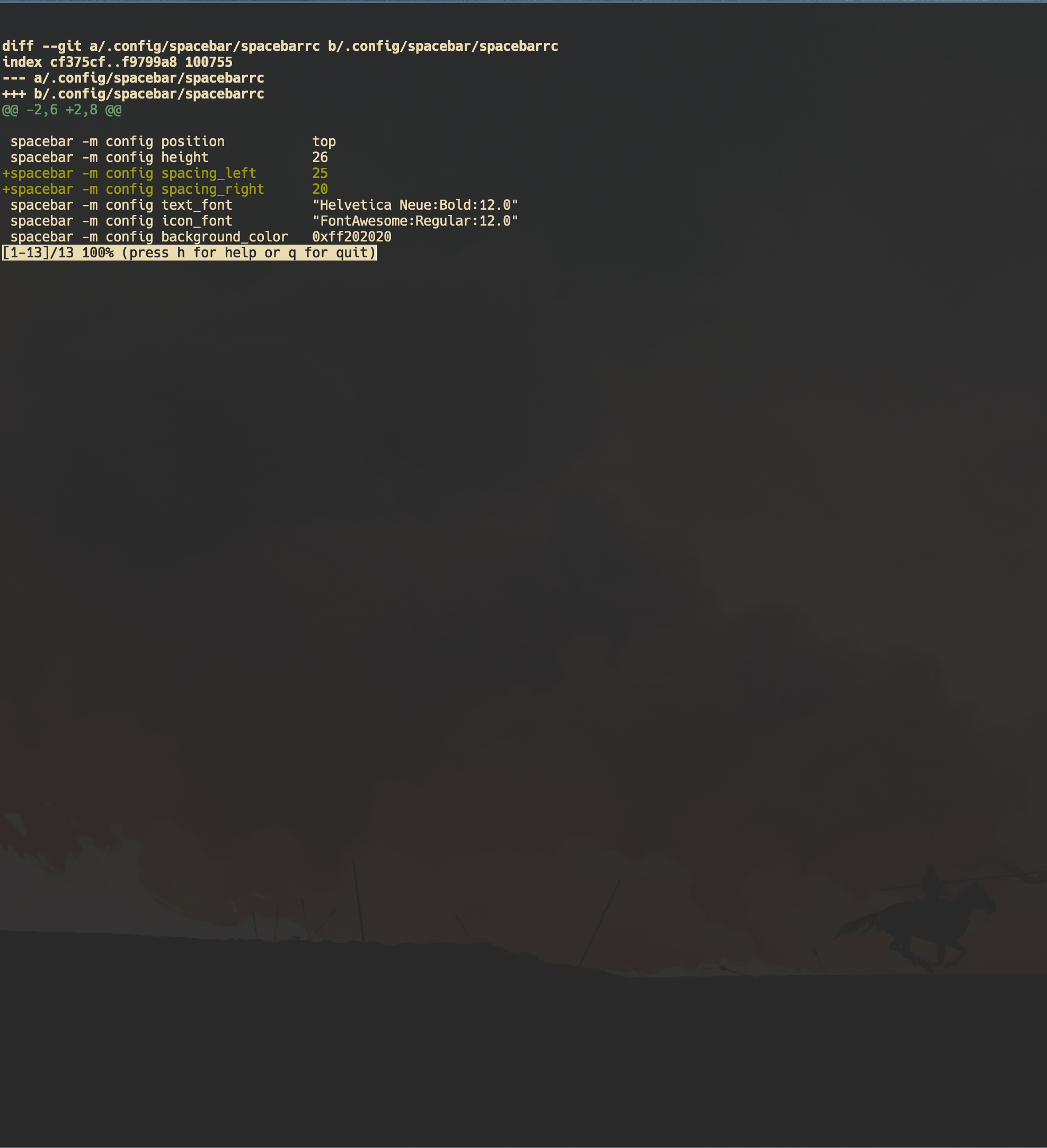 The contents in less pager not appear from the top of the screen ...