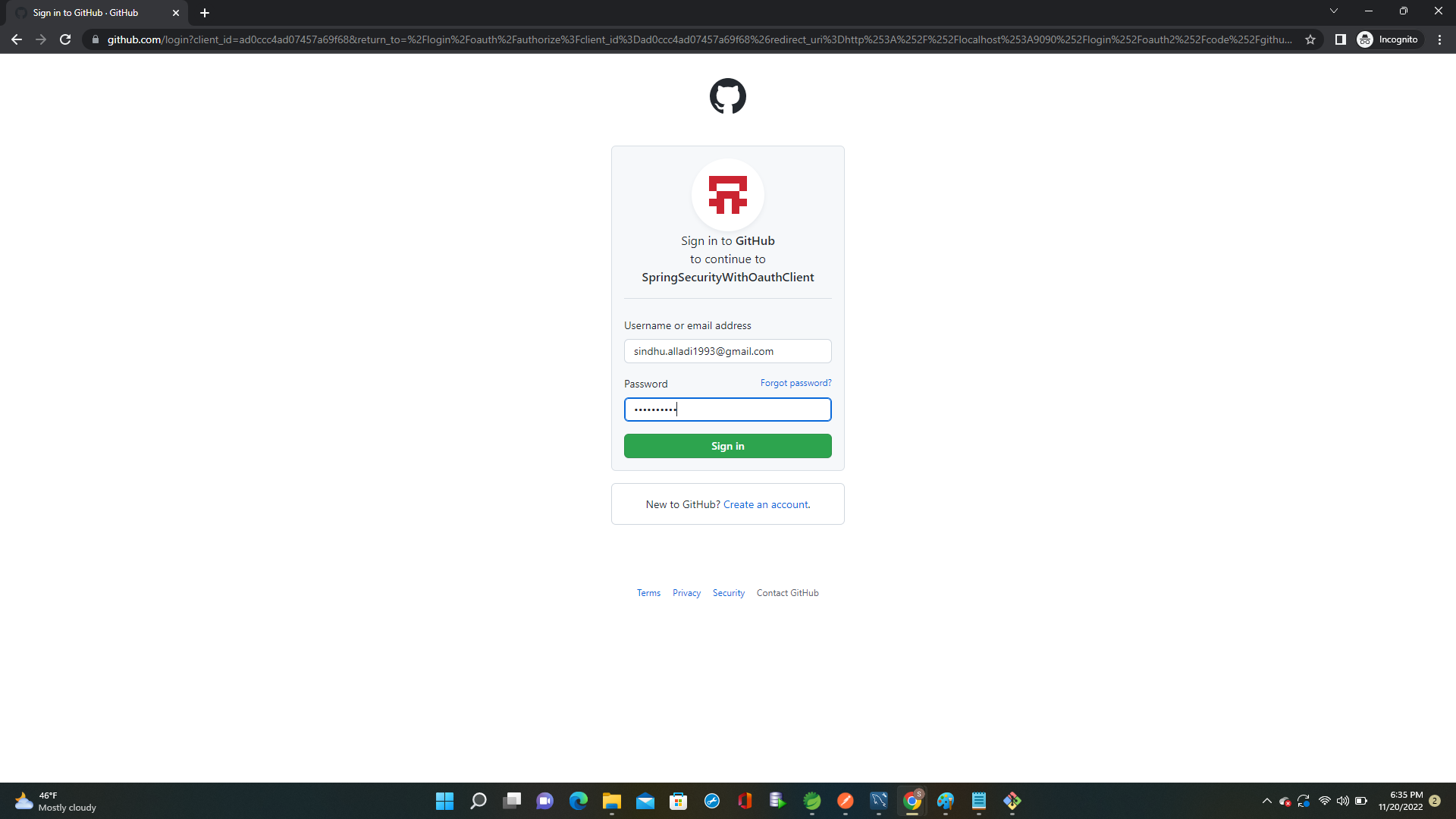 Github Sindhujaalladi Springsecuritywithoauthclient