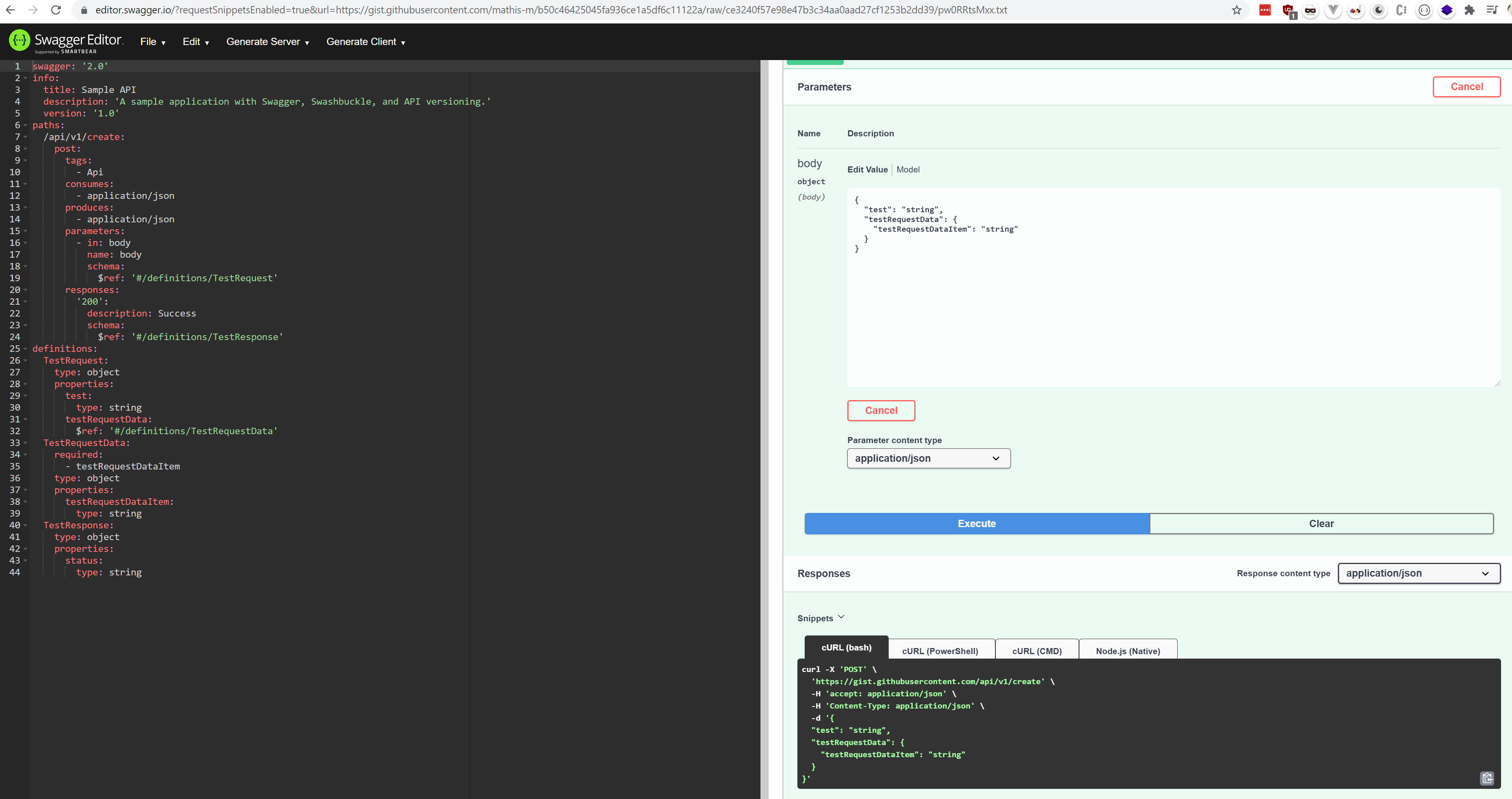 Swagger UI when working with Swagger 2.0 document wrongly interprets ...
