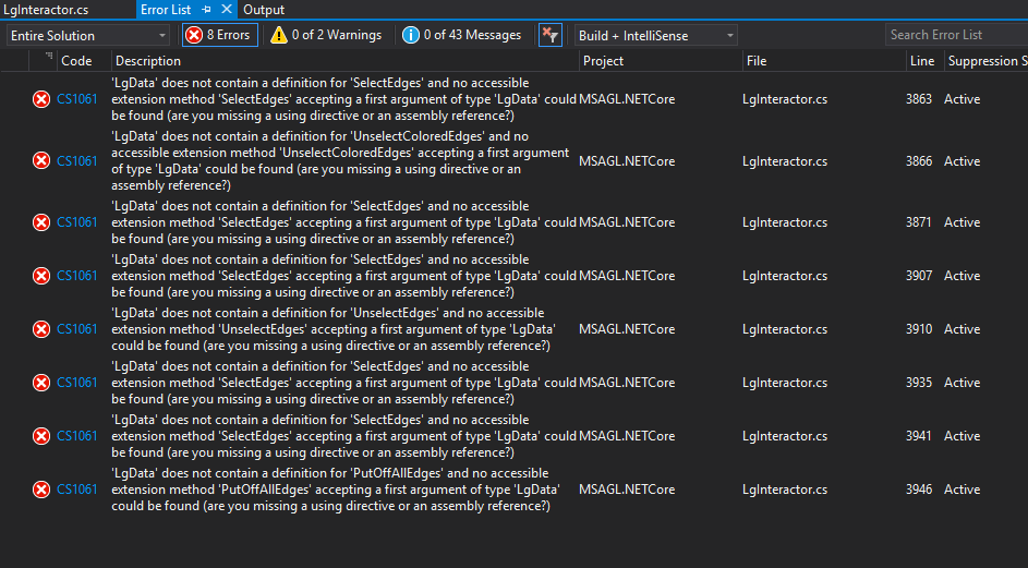 compile errors