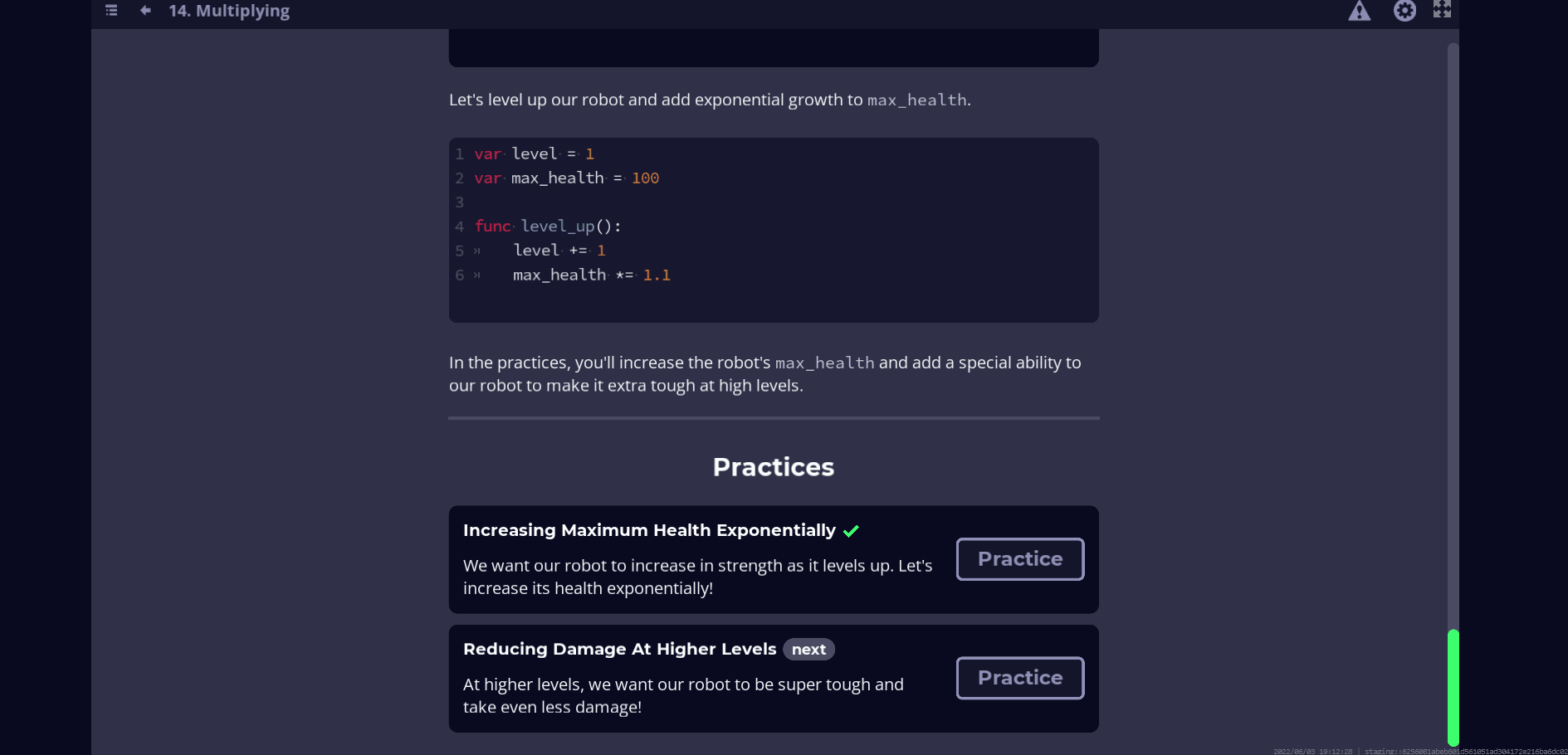 Practice descriptions get cut off with larger fonts · Issue #543 ...