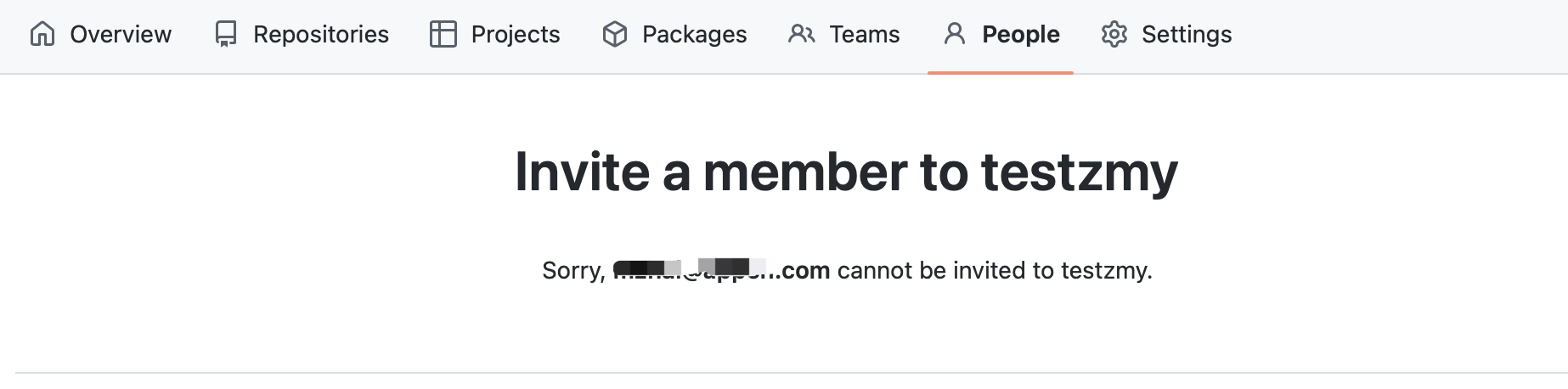 cannot invite a user to join organization · community · Discussion ...