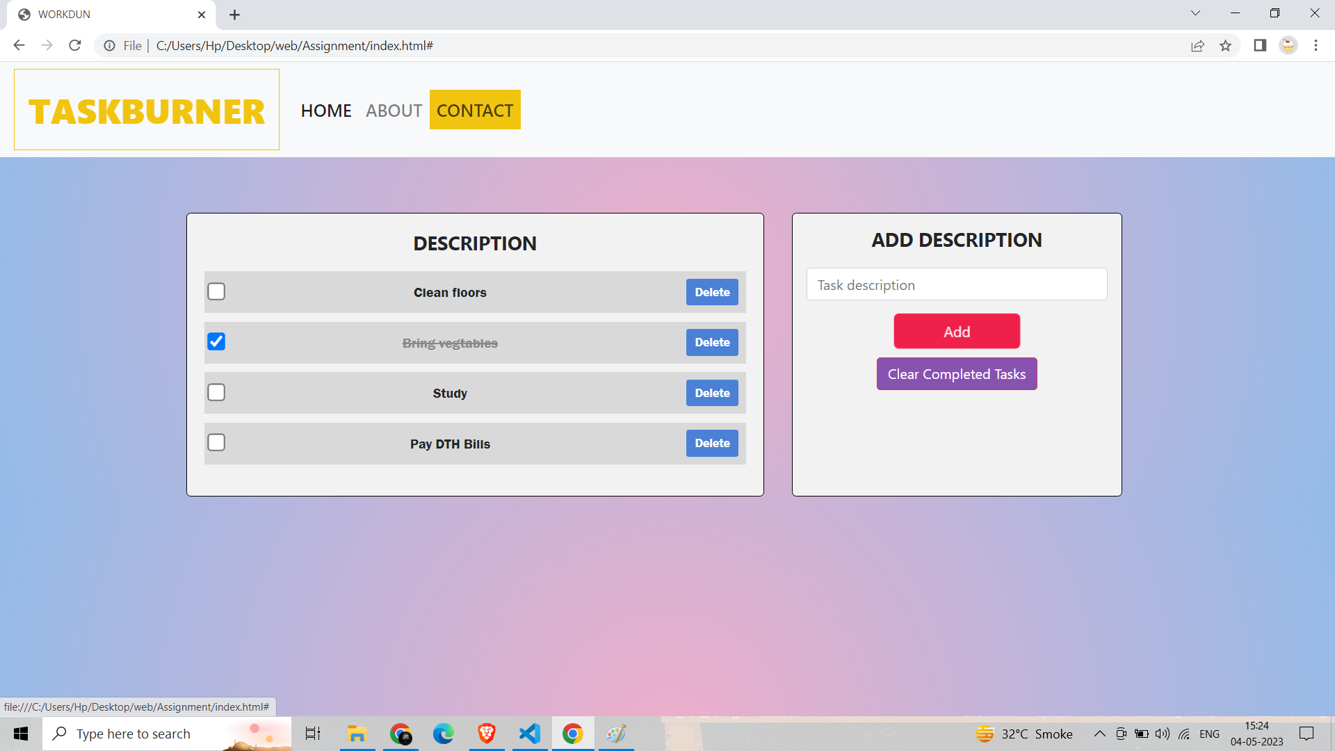 GitHub - patelashraf/TaskBurner: A Taskburner Build with HTML.CSS,JS ...