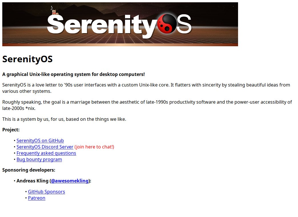element is not rendered as bold in serenityos homepage · Issue 29818