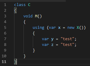 Markdown syntax highlighting can't handle C# using statement in fenced ...