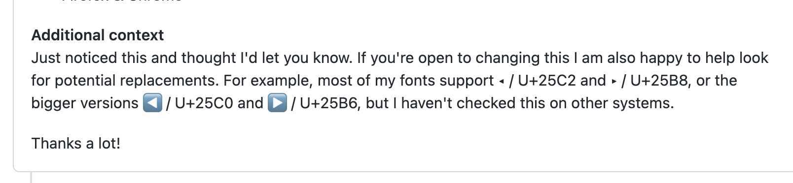 List view "Next" and "Prev" unicode characters not well-supported ...