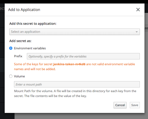 Allow environment variable prefix to be defined when adding secret to ...