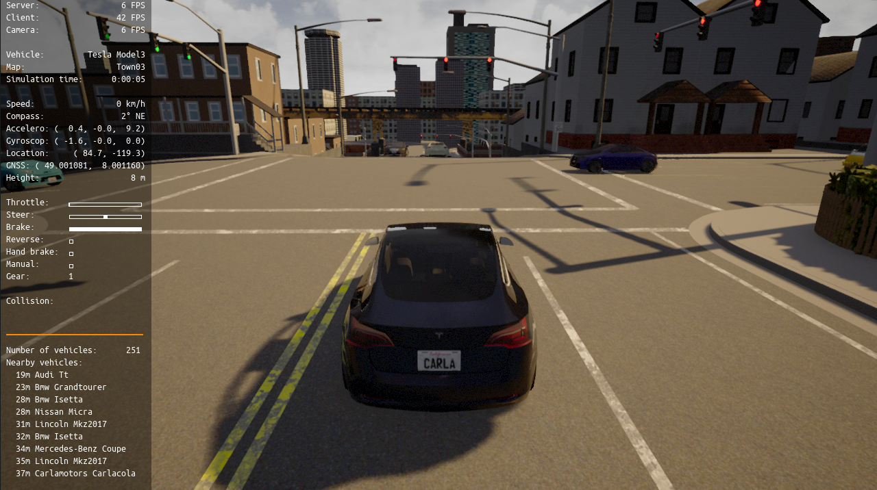 Snapshot from the CARLA driving simulator