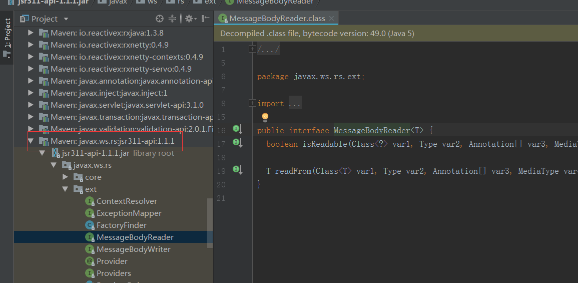 Cannot resolve type description for javax.ws.rs.ext.MessageBodyReader