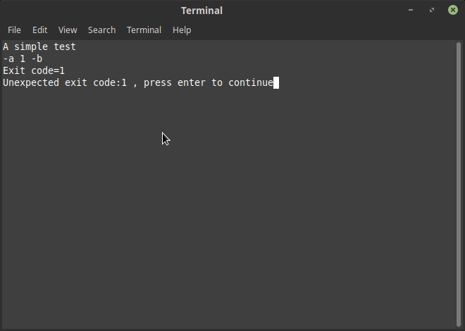 Screenshot terminal test button pressed