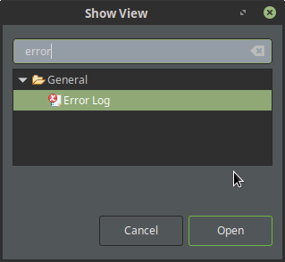 select eclipse error log view