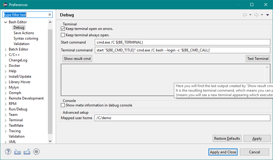 preferences on windows10