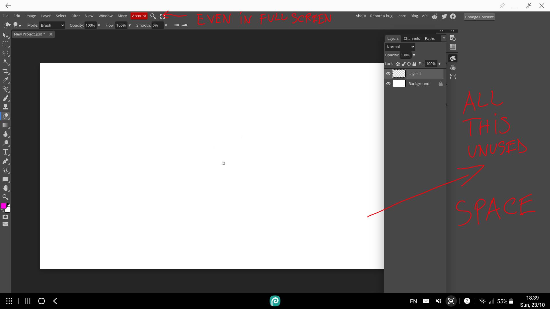 Full screen doesn't fill the screen area on the right · Issue #5069 ...