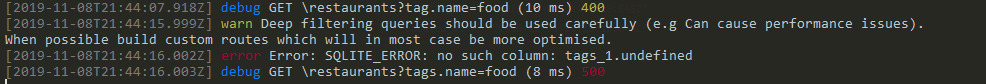 Filtering data manyWay cause an 500 internal error with SQLite · Issue ...