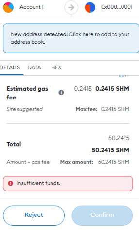 RPC Metamask Error Before Sending Transaction With ```Insufficent funds ...