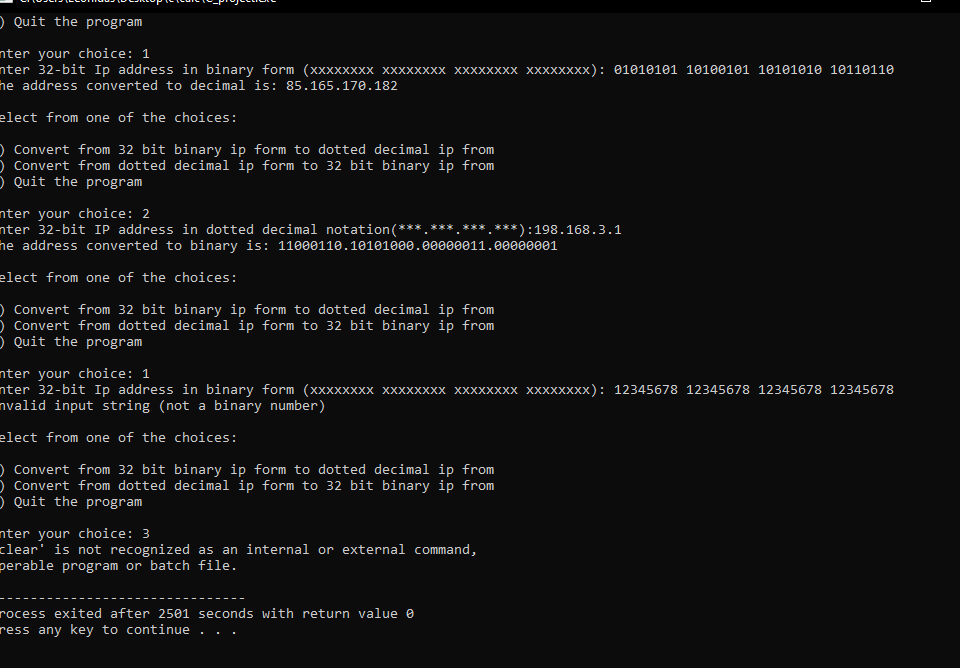 GitHub - InkiStark/C-Project: This is a C project converting an IP ...