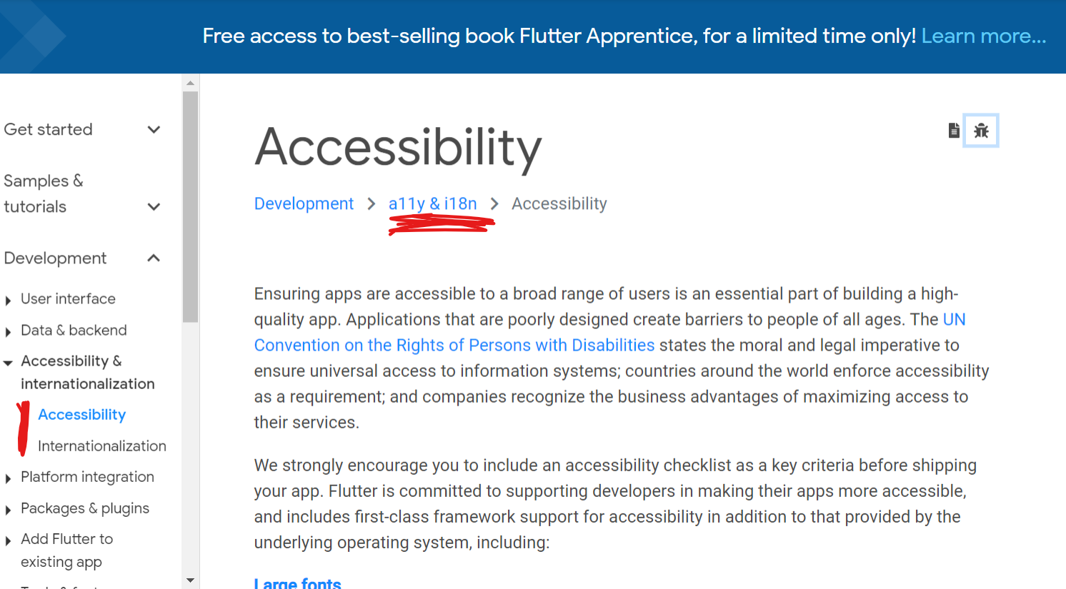 Replace `i18n` and `a11y` in breadcrumbs for 'Accessibility' page · Issue 6683 · flutter