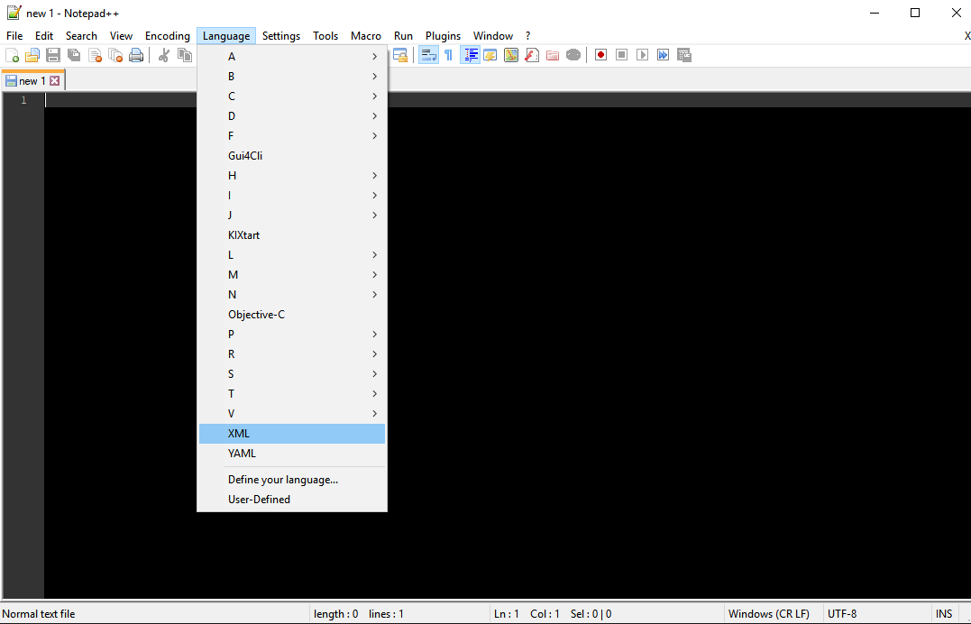 [Enhancement] Add XAML to Language Menu · Issue 3369 · notepadplus