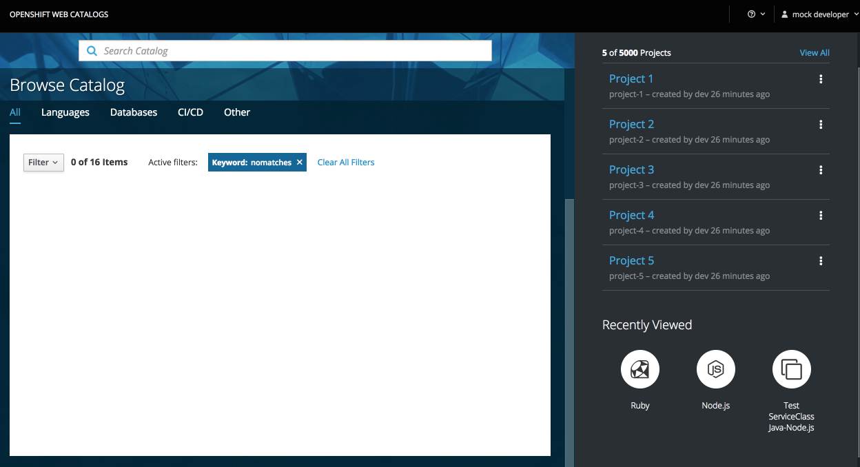 Page feels empty when no filters match · Issue 461 · openshift/origin
