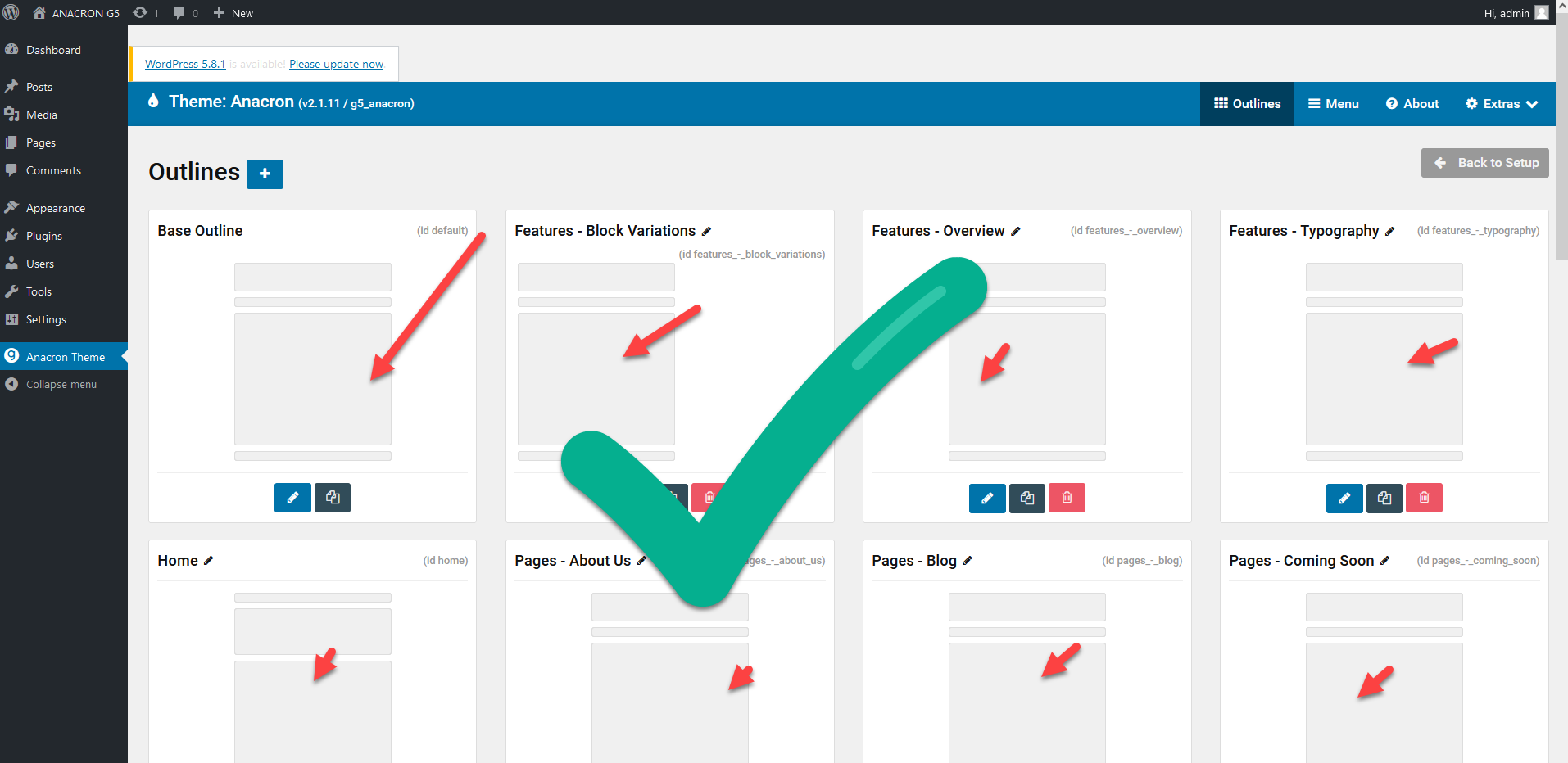 Gantry 5.5rc1 - Wordpress 5.8.1 - PHP 8.0.1 outlines page in admin no ...