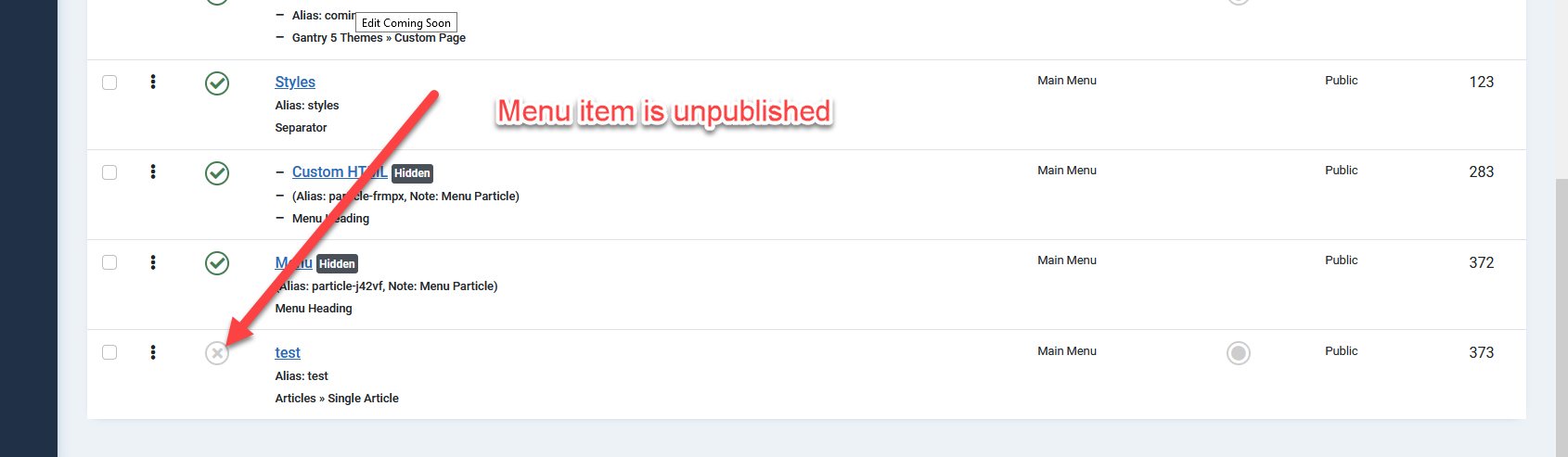 Gantry 5.5.x menu editor - no visual indication that a menu item is ...