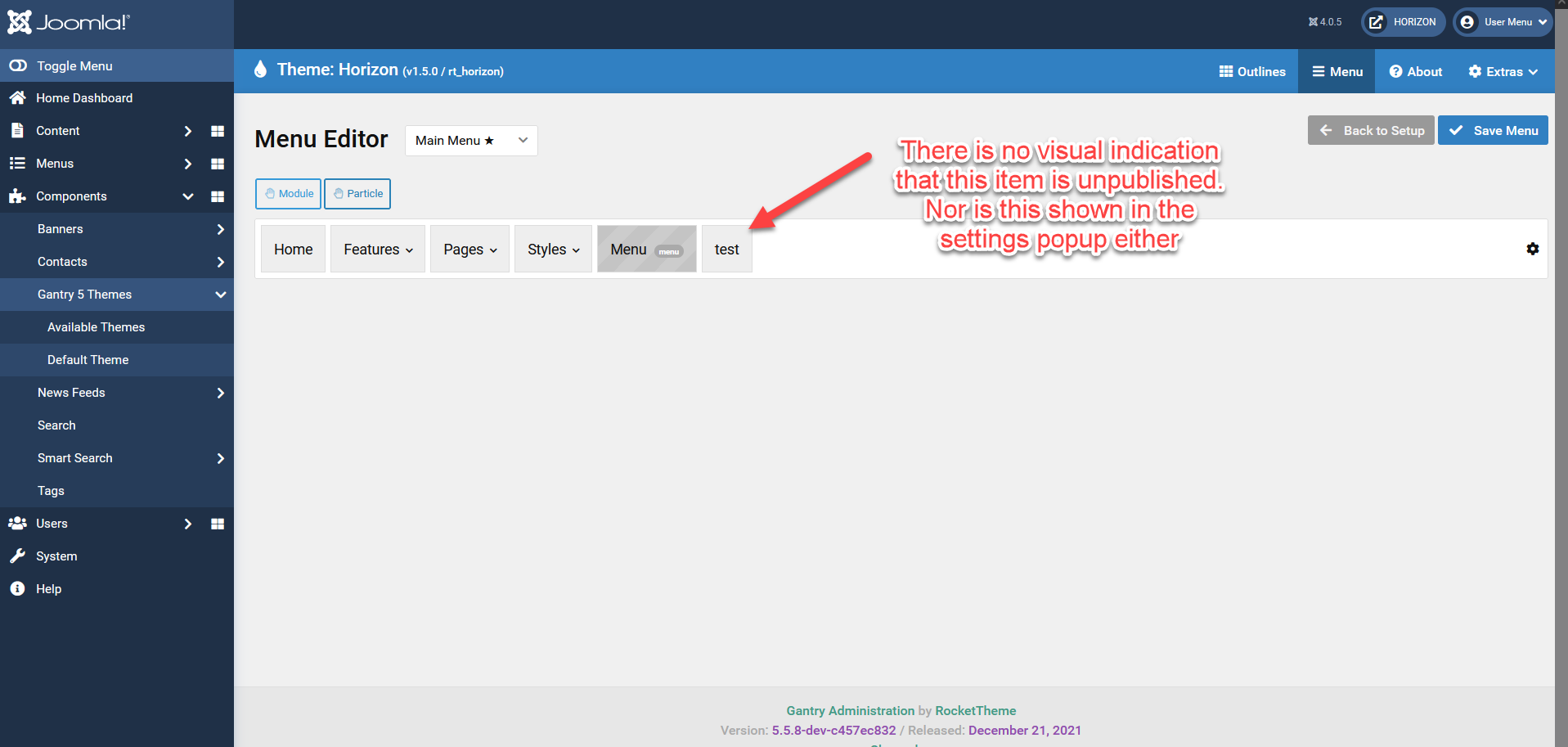 Gantry 5.5.x menu editor - no visual indication that a menu item is ...