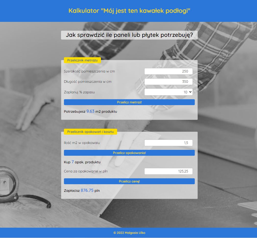 GitHub MalgosiaUlko/flooring_calculator My first web calculator