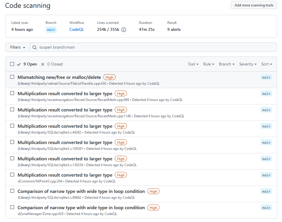 ENH: Add GitHub code scanning workflow · Issue #318 · DarkflameUniverse ...
