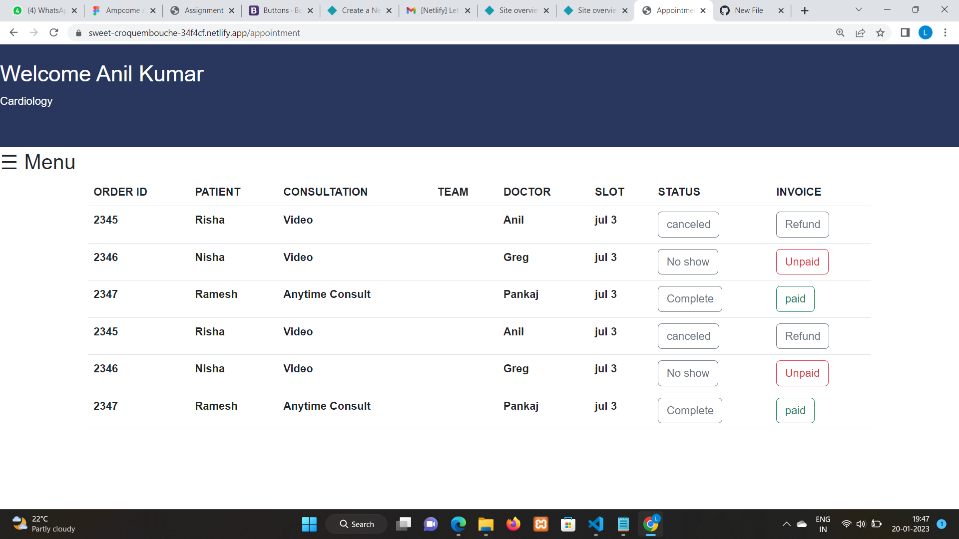 GitHub - Laharishree/Doctor-Dashboard