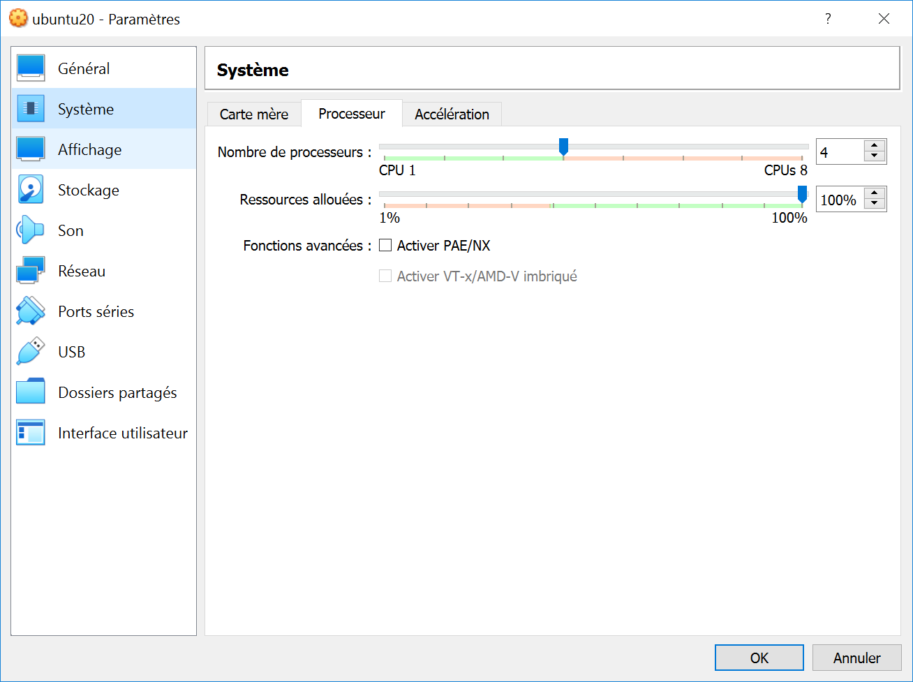 Configuration VM_4coeur