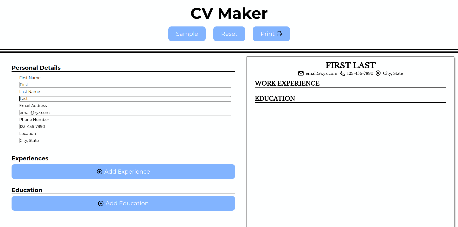 GitHub - snaeem3/cv-project: A resume building application built with React