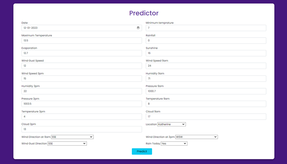 GitHub - KavyaSreeRJ09/RAINFALL_PREDICTION: Using Machine Learning